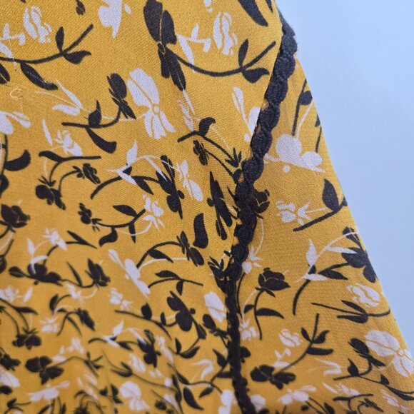 Maeve X Anthropologie Plus Yellow Floral Cheyanne Long Sleeved Lace Blouse 1x - Picture 3 of 13